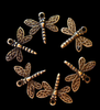 Teeny Dragonfly Charms (6)  Verdigris Brass Stampings for Vintage Style for Jewelry Making