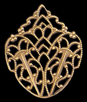 Victorian Filigree Crest Brass Stamping for Earrings