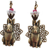 Brass Stampings of Bunnies Over Filigree Earrings