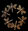 Teeny Dragonfly Charms (6) Brass Stampings for Vintage Style for Jewelry Making