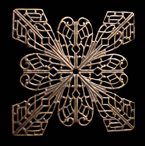 Brass Stamping of an Extra Large, square filigree stamping.